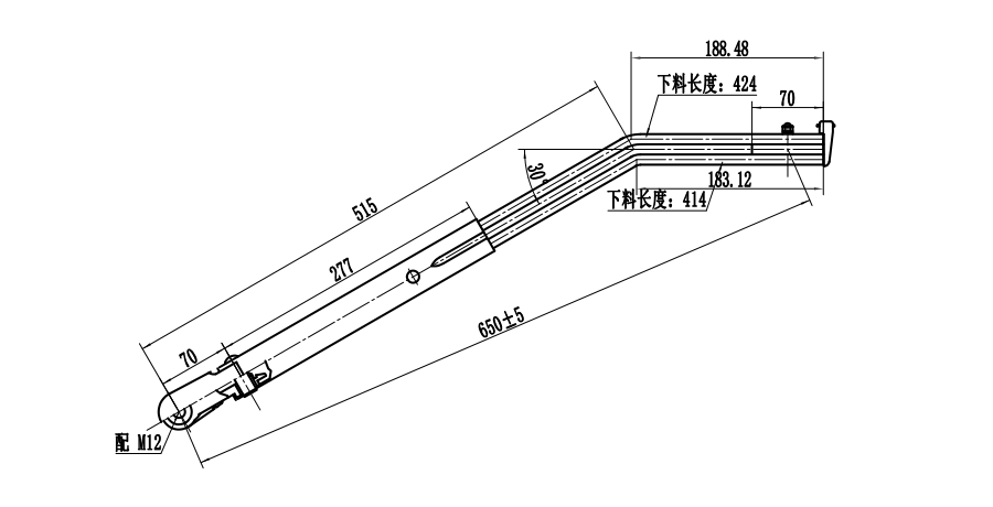 GBYD05 India 650mm Double round tube right wiper arm（30°）